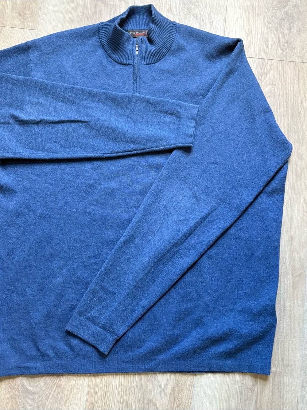 Peter Millar Men's Quarter Zip Pullover Sweater - Blue Size L Cotton Blend